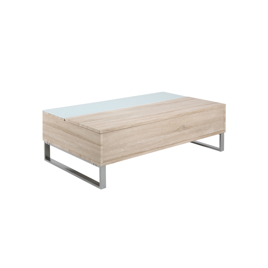 Mesa de centro com tampo elevável ENZO 110x60 cm branco/carvalho sonoma