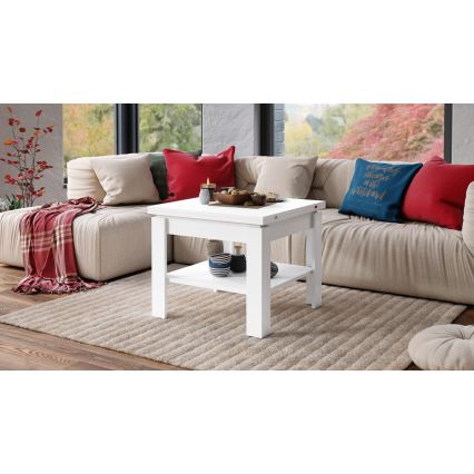 Mesa de centro/jantar extensível com prateleira de arrumação LIA branco