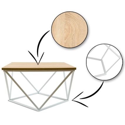 Mesa de centro CURVED 60x60 cm branco/bege