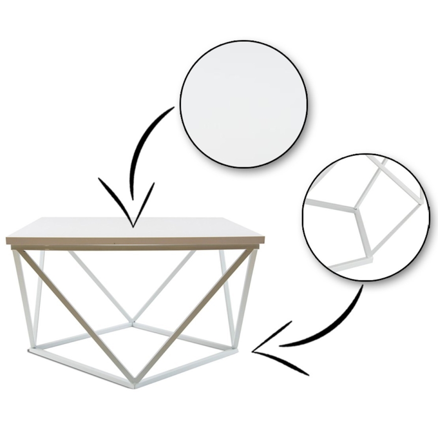 Mesa de centro CURVED 60x60 cm branco