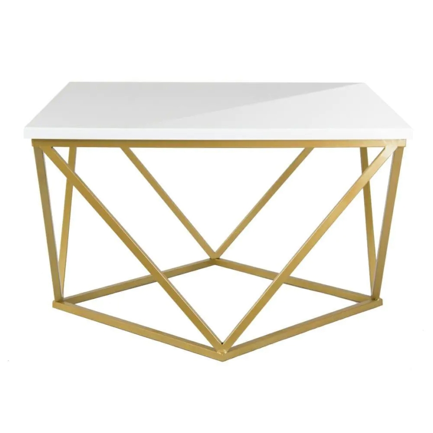 Mesa de centro CURVED 62x62 cm latão/branco