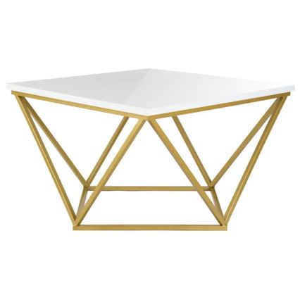 Mesa de centro CURVED 62x62 cm latão/branco