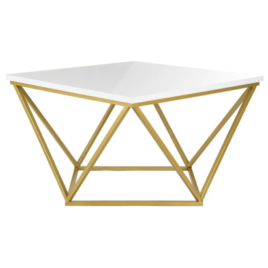 Mesa de centro CURVED 62x62 cm latão/branco