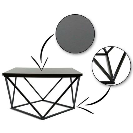 Mesa de centro CURVED 62x62 cm preto