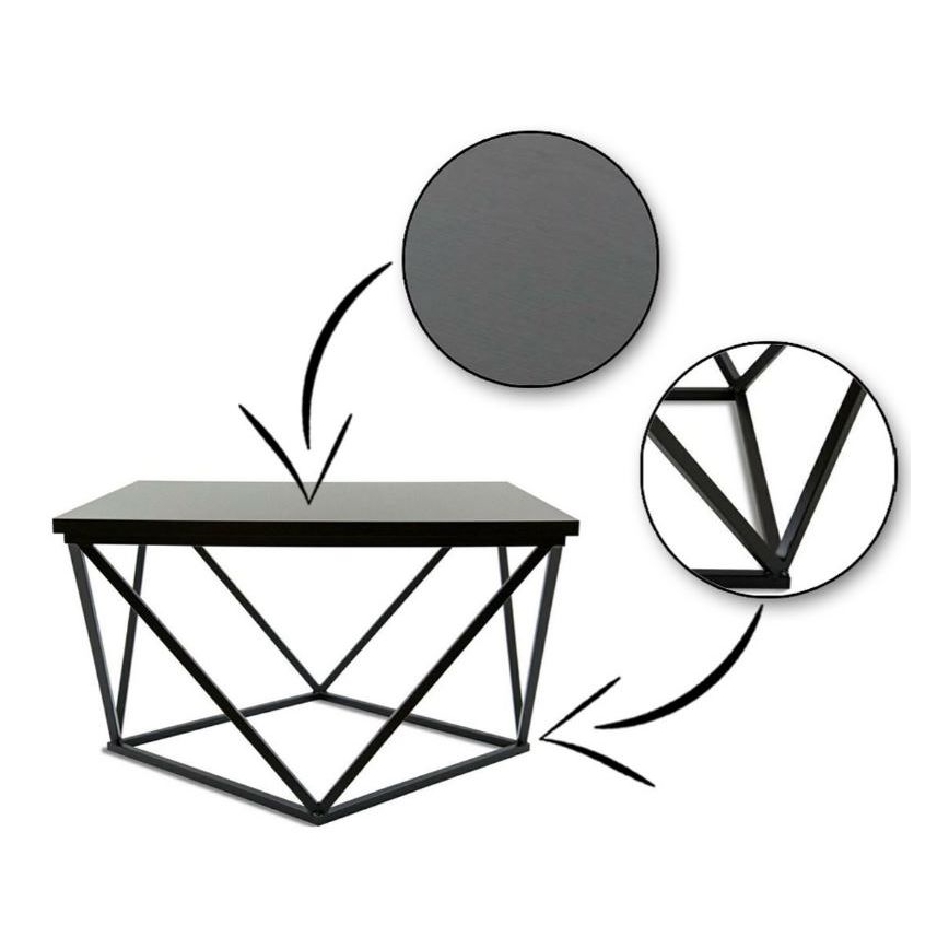 Mesa de centro CURVED 62x62 cm preto