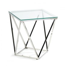 Mesa de centro DIAMANTA 50x50 cm cromado/transparente