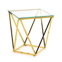 Mesa de centro DIAMANTA 50x50 cm dourado/transparente