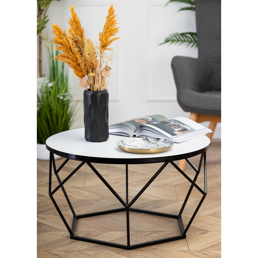 Mesa de centro DIAMOND 40x70 cm branco/preto