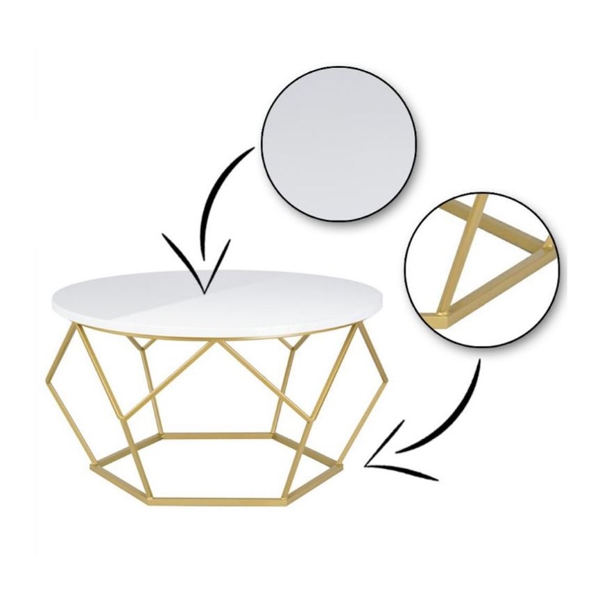 Mesa de centro DIAMOND 40x70 cm dourado/branco