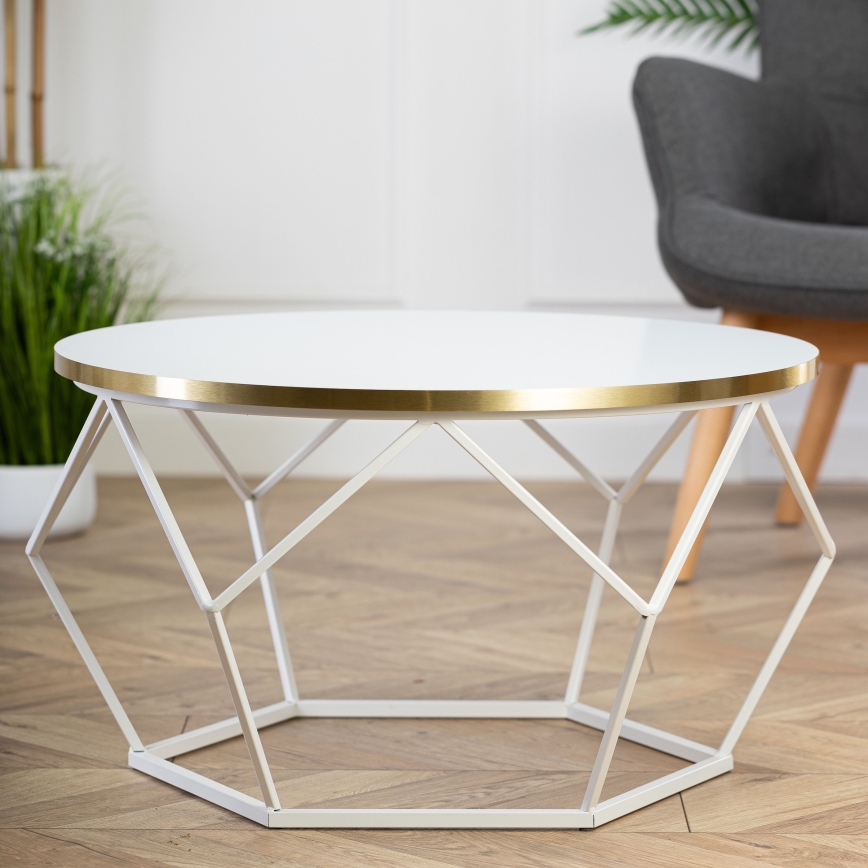 Mesa de centro DIAMOND 40x70 cm dourado/branco