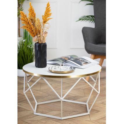 Mesa de centro DIAMOND 40x70 cm dourado/branco