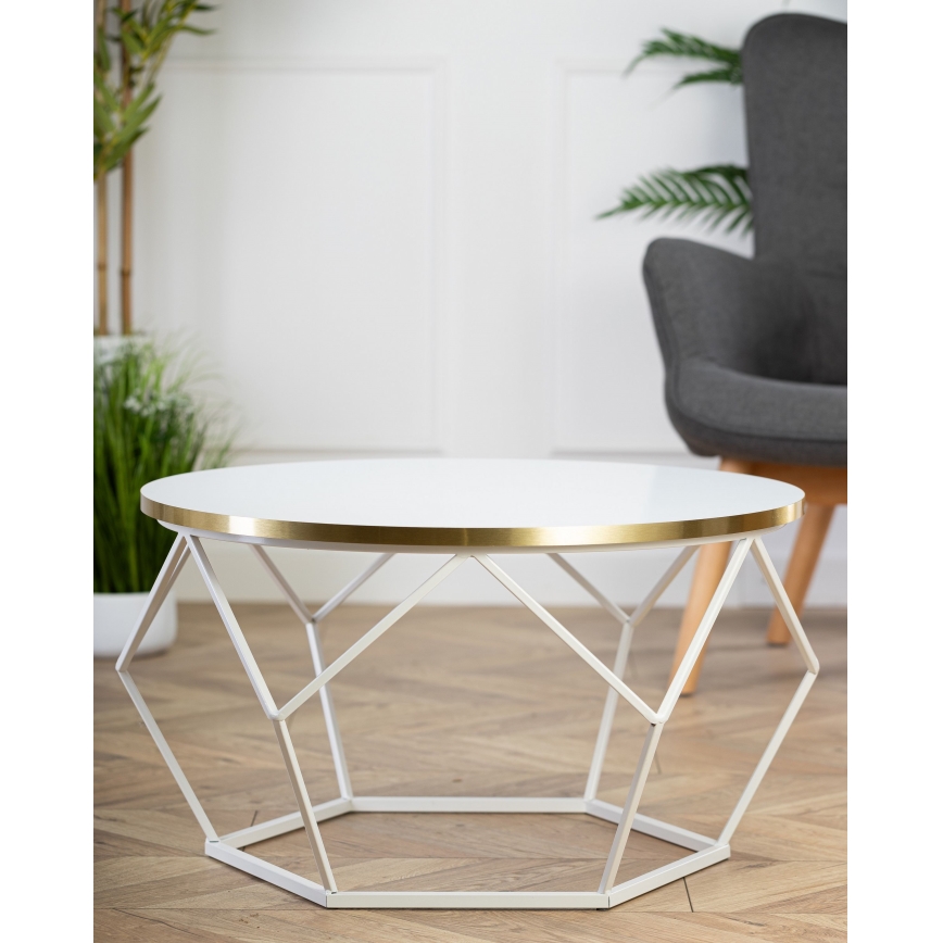 Mesa de centro DIAMOND 40x70 cm dourado/branco