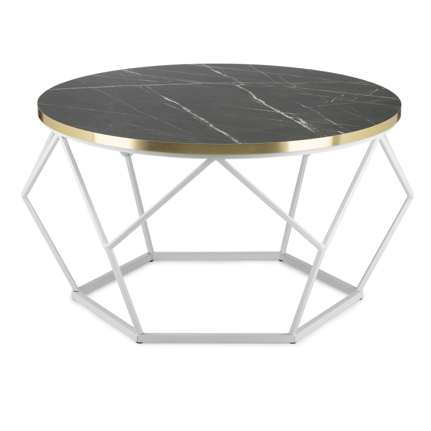 Mesa de centro DIAMOND 40x70 cm dourado/preto/branco