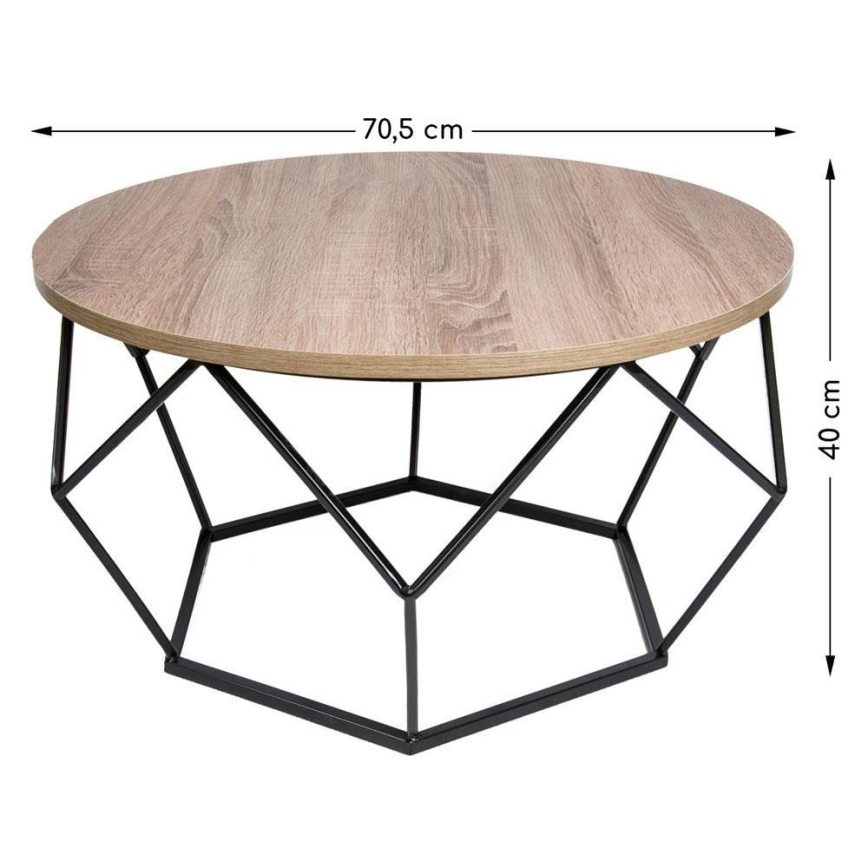 Mesa de centro DIAMOND 40x70 cm preto/castanho