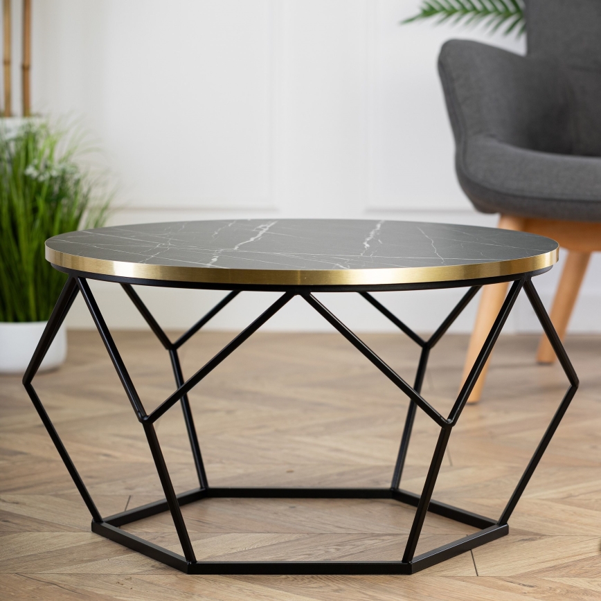 Mesa de centro DIAMOND 40x70 cm preto/dourado