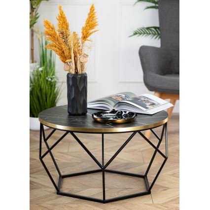 Mesa de centro DIAMOND 40x70 cm preto/dourado