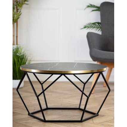 Mesa de centro DIAMOND 40x70 cm preto/dourado