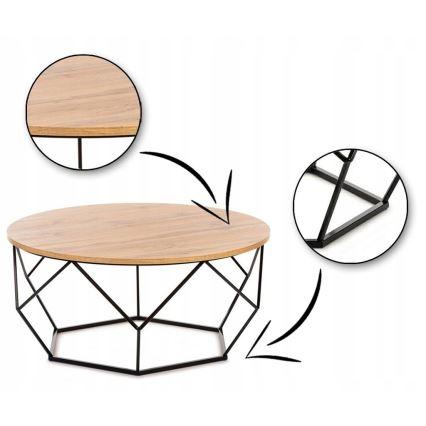 Mesa de centro DIAMOND 40x90 cm preto/castanho