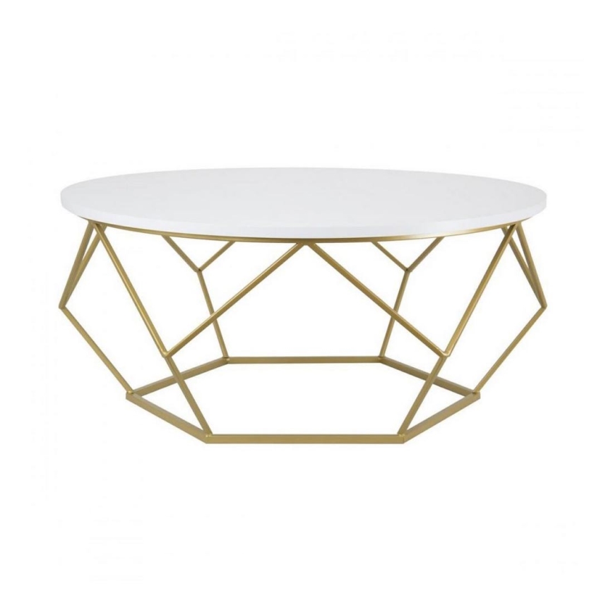 Mesa de centro DIAMOND 41,5x90 cm dourado/branco