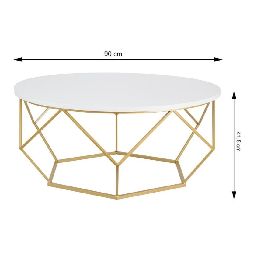 Mesa de centro DIAMOND 41,5x90 cm dourado/branco