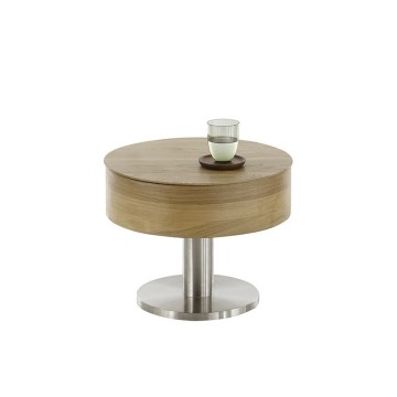 Mesa de centro ELEMENT com tampo elevável, diâmetro 60 cm, carvalho/prata