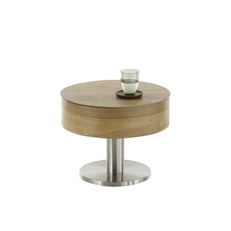 Mesa de centro ELEMENT com tampo elevável, diâmetro 60 cm, carvalho/prata