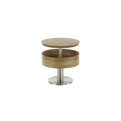 Mesa de centro ELEMENT com tampo elevável, diâmetro 60 cm, carvalho/prata