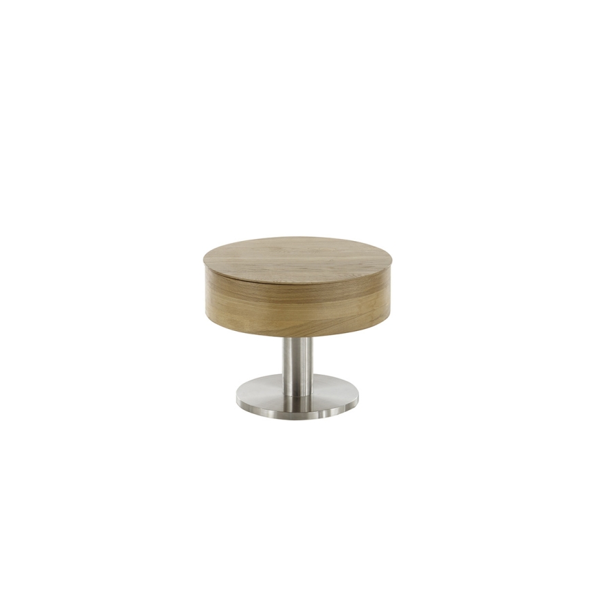 Mesa de centro ELEMENT com tampo elevável, diâmetro 60 cm, carvalho/prata