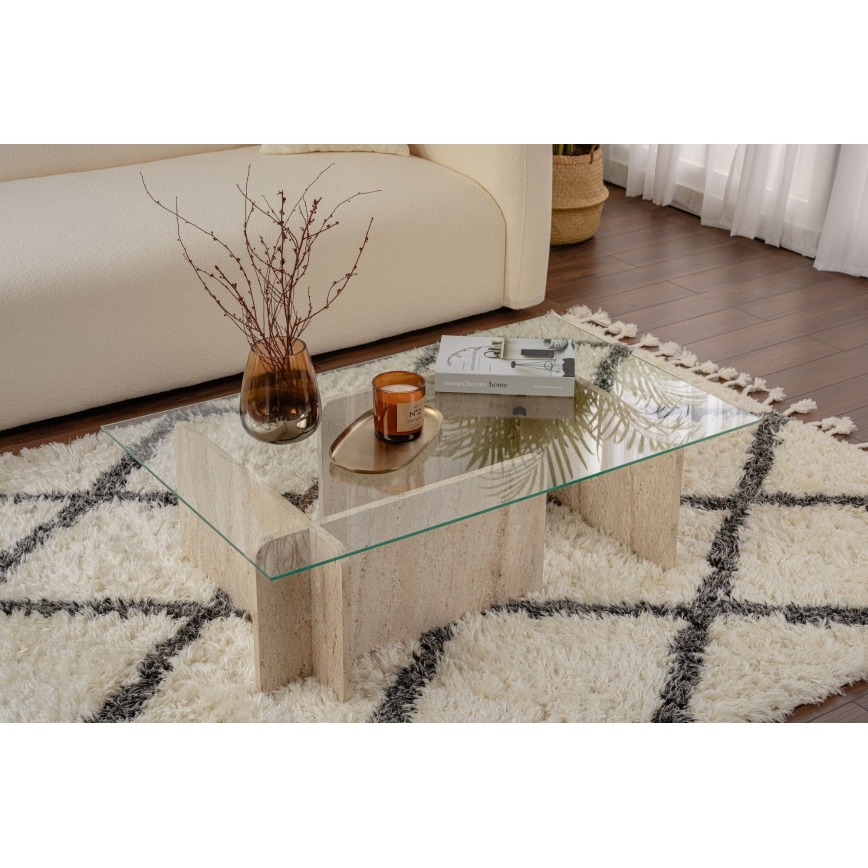 Mesa de centro ESCAPE 105x65 cm bege/transparente
