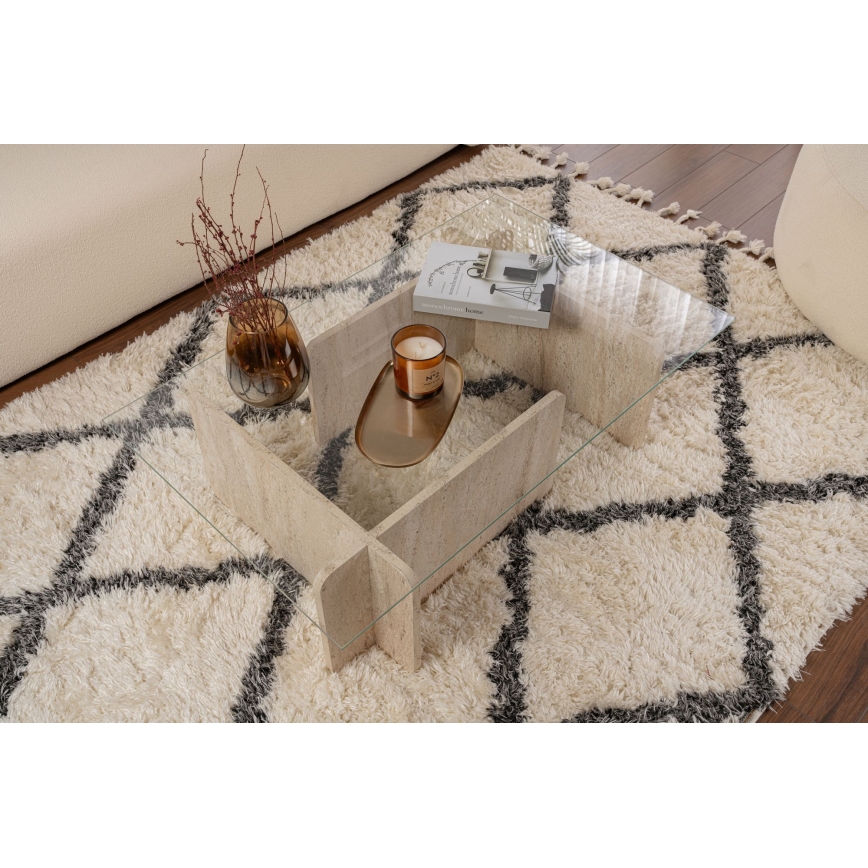 Mesa de centro ESCAPE 105x65 cm bege/transparente