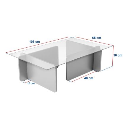 Mesa de centro ESCAPE 105x65 cm bege/transparente