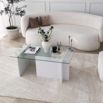 Mesa de centro ESCAPE 40x105 cm branco/transparente