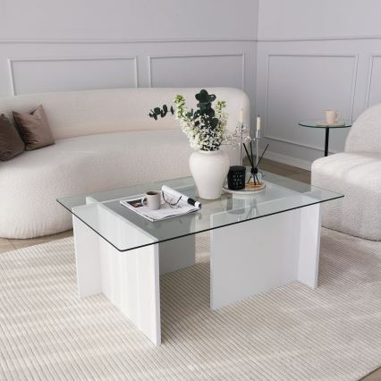 Mesa de centro ESCAPE 40x105 cm branco/transparente