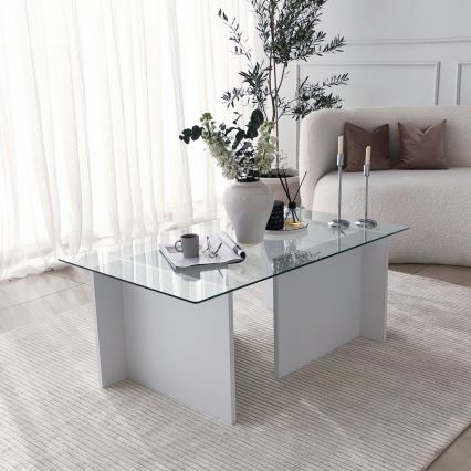 Mesa de centro ESCAPE 40x105 cm branco/transparente