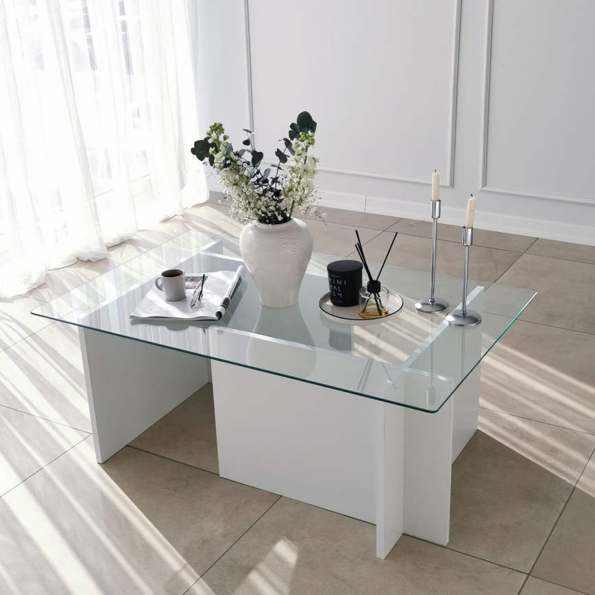 Mesa de centro ESCAPE 40x105 cm branco/transparente