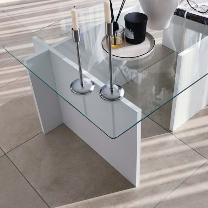 Mesa de centro ESCAPE 40x105 cm branco/transparente