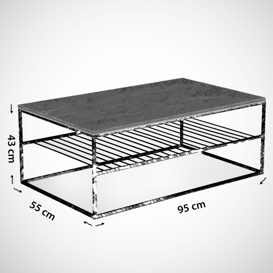 Mesa de centro ETNA 43x95 cm branco/preto
