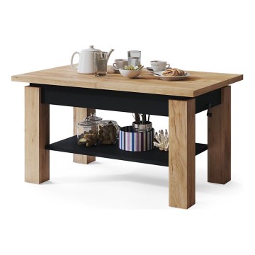 Mesa de centro extensível com prateleira ADONIS 110/150x68 cm carvalho craft/preto