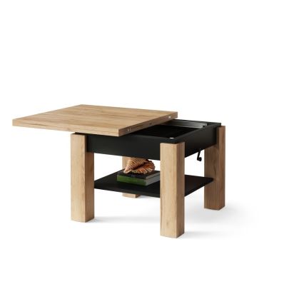 Mesa de centro extensível com tampo elevatório CALEB 75/150x75 cm carvalho craft/preto