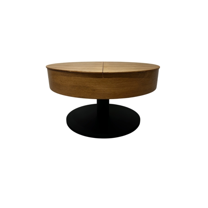 Mesa de centro extensível com tampo elevatório PURE diâmetro 80 cm carvalho/preto