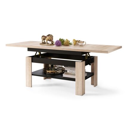 Mesa de centro extensível com tampo elevatório ROY 130/170x65 cm carvalho sonoma/preto