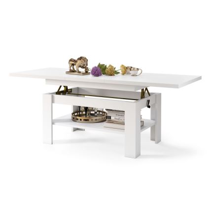 Mesa de centro extensível com tampo elevável ROY 130/170x65 cm branca