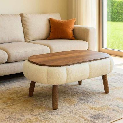 Mesa de centro FELPO 68x98 cm creme/nogueira