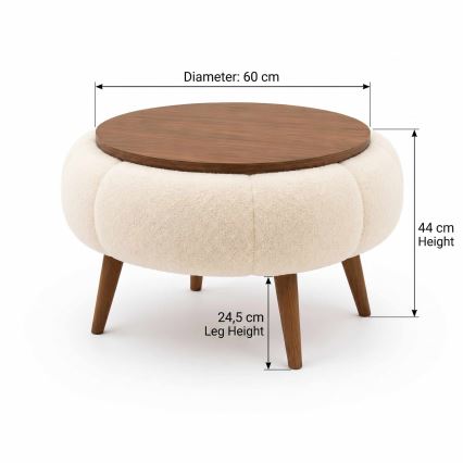 Mesa de centro FELPO diâmetro 45 cm bege/nogueira