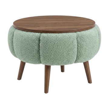 Mesa de centro FELPO diâmetro 45 cm verde/nogueira