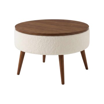 Mesa de centro FELPO diâmetro 60 cm branco/nogueira