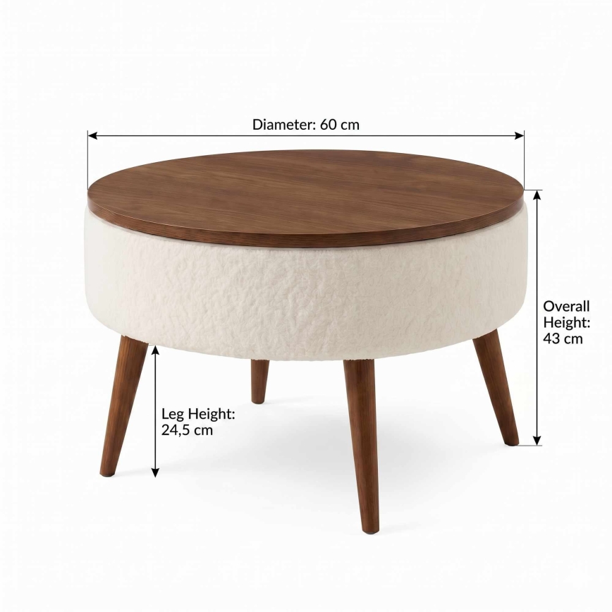 Mesa de centro FELPO diâmetro 60 cm branco/nogueira