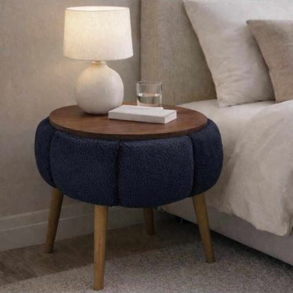 Mesa de centro FELPO Ø 45 cm azul/nogueira