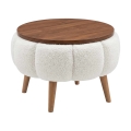 Mesa de centro FELPO Ø 45 cm branco/nogueira