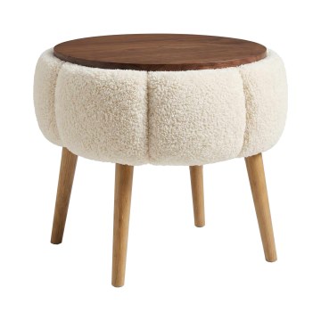 Mesa de centro FELPO Ø 45 cm creme/nogueira